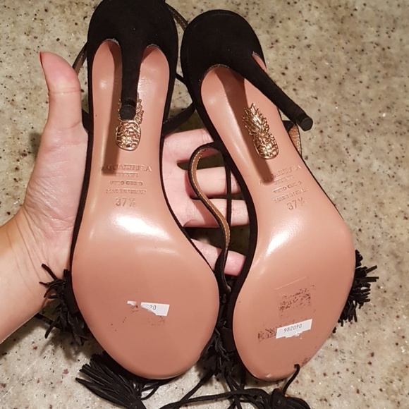 Aquazzura Wild Thing 105 suede sandals black 37.5 - Picture 6 of 7